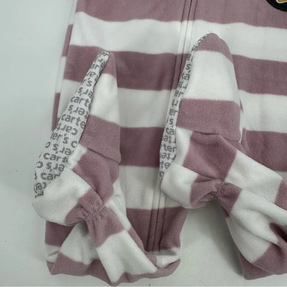 Carter's Fleece Pajamas Toddler 2T Footed Sleeper Zip Penguin Striped PJs 1pc